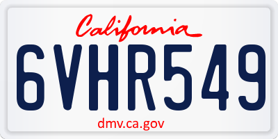 CA license plate 6VHR549