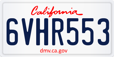 CA license plate 6VHR553