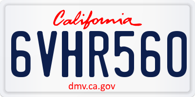 CA license plate 6VHR560