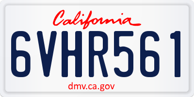CA license plate 6VHR561