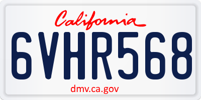 CA license plate 6VHR568