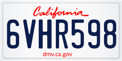 CA license plate 6VHR598