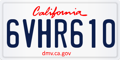CA license plate 6VHR610