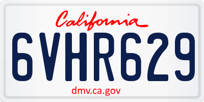 CA license plate 6VHR629