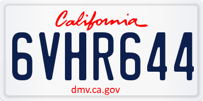 CA license plate 6VHR644