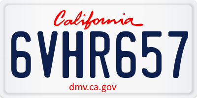 CA license plate 6VHR657