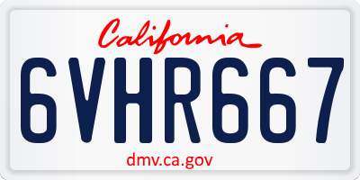 CA license plate 6VHR667