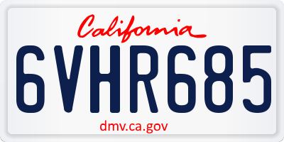 CA license plate 6VHR685
