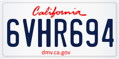 CA license plate 6VHR694