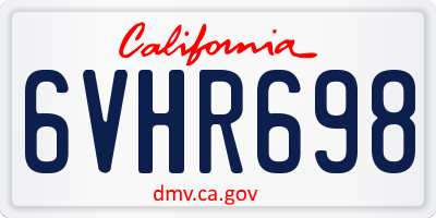 CA license plate 6VHR698