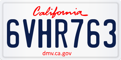 CA license plate 6VHR763