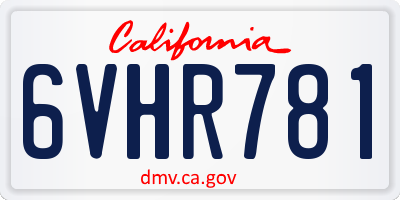 CA license plate 6VHR781