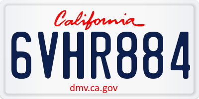 CA license plate 6VHR884