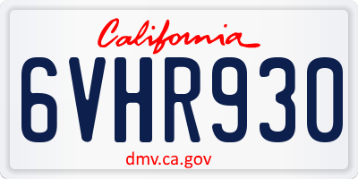 CA license plate 6VHR930