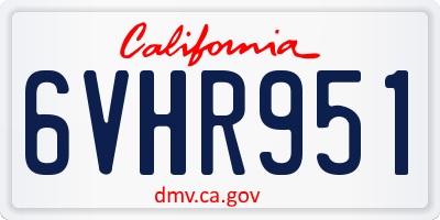 CA license plate 6VHR951