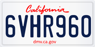 CA license plate 6VHR960