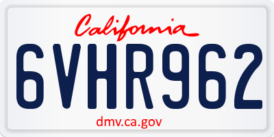 CA license plate 6VHR962