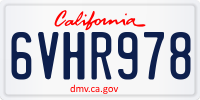 CA license plate 6VHR978