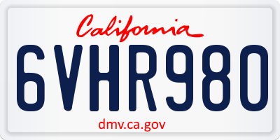 CA license plate 6VHR980