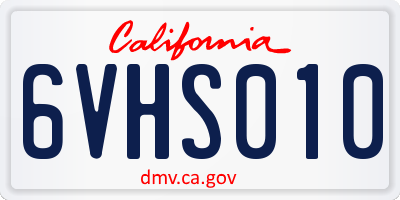 CA license plate 6VHS010