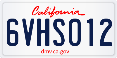 CA license plate 6VHS012