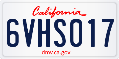 CA license plate 6VHS017