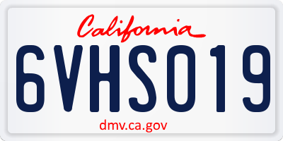 CA license plate 6VHS019
