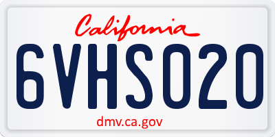 CA license plate 6VHS020