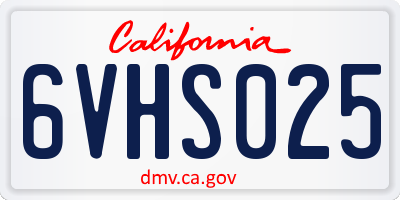 CA license plate 6VHS025