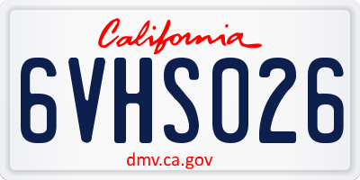 CA license plate 6VHS026