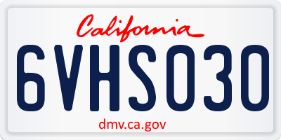 CA license plate 6VHS030