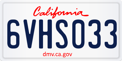 CA license plate 6VHS033