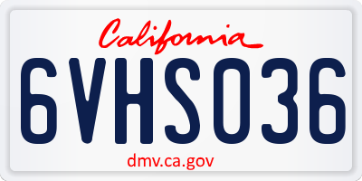 CA license plate 6VHS036