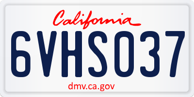 CA license plate 6VHS037