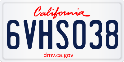 CA license plate 6VHS038