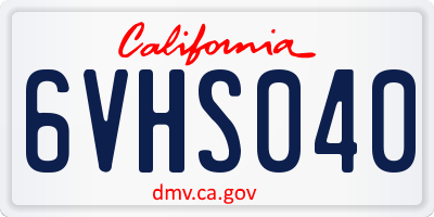 CA license plate 6VHS040