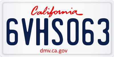 CA license plate 6VHS063