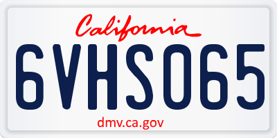 CA license plate 6VHS065