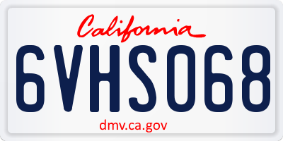 CA license plate 6VHS068