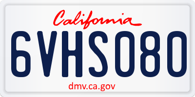CA license plate 6VHS080