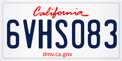CA license plate 6VHS083