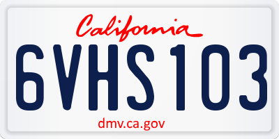 CA license plate 6VHS103