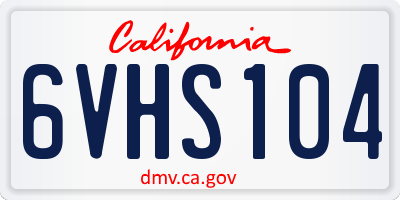 CA license plate 6VHS104