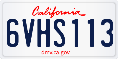 CA license plate 6VHS113