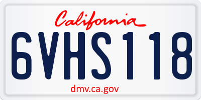 CA license plate 6VHS118