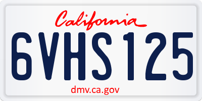 CA license plate 6VHS125