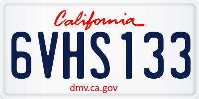 CA license plate 6VHS133