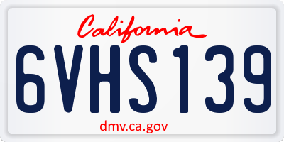 CA license plate 6VHS139
