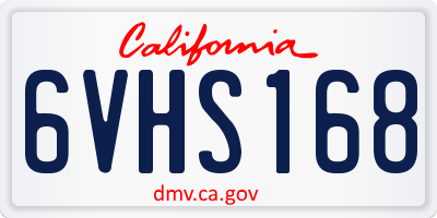 CA license plate 6VHS168