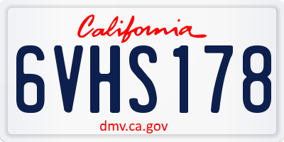 CA license plate 6VHS178